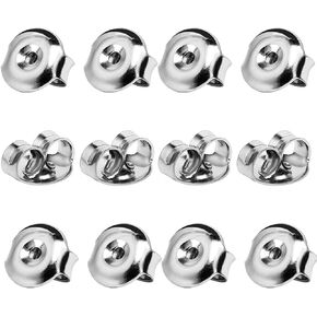 Earring Backs for Stud,Replacement Secure Ear Locking for Ear Posts,Stainless Steel Earring Backs Stopper for Droopy Ear(Gold,12pcs/6 Pairs,6x4.5mm)