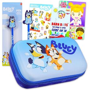 Bluey Pencil Case - Bundle of Molded Pencil Holder Case, Pen with Bingo Topper, Plus Stickers | Bluey School Supplies Set