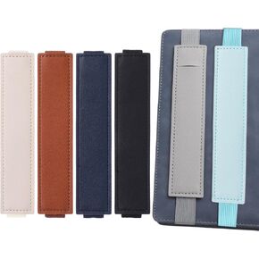 6Pcs Adjustable Pen Holder, Elastic Band Pen Holder, PU Leather Pen Sleeve Pouch, Detachable Journal Pencil Holder for Binders and Books (6 Colors)