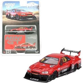 Diecast Model Car Compatible with Mini GT 1:64 Nissan Skyline LB-ER34 Super Silhouette Red/Black Limited Edition MGT00843