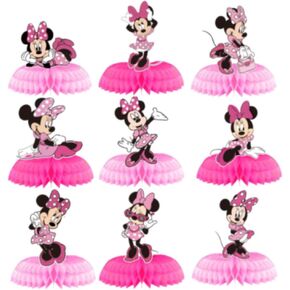 9 Pcs Honeycomb Centerpieces Birthday Decorations, Pink Party Favors Party Supplies Double Sided Table Birthday Decoration Items for Girls Decor