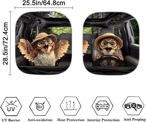 Moon Stars Print Windshield Sun Shade - 2 Pieces Foldable Car Front Window Sunshades for Most Sedans SUV Truck,Universal Fit in Kuwait