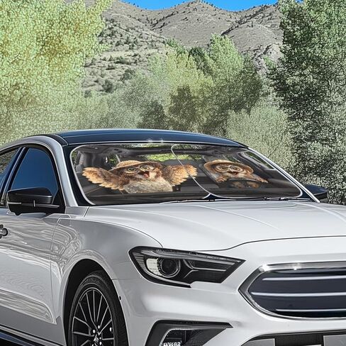 Moon Stars Print Windshield Sun Shade - 2 Pieces Foldable Car Front Window Sunshades for Most Sedans SUV Truck,Universal Fit in Kuwait