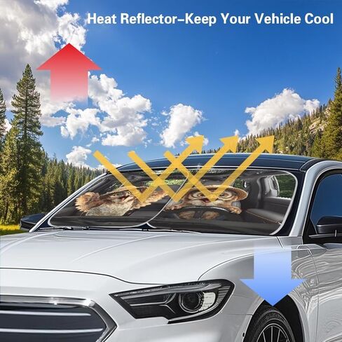 Moon Stars Print Windshield Sun Shade - 2 Pieces Foldable Car Front Window Sunshades for Most Sedans SUV Truck,Universal Fit in Kuwait