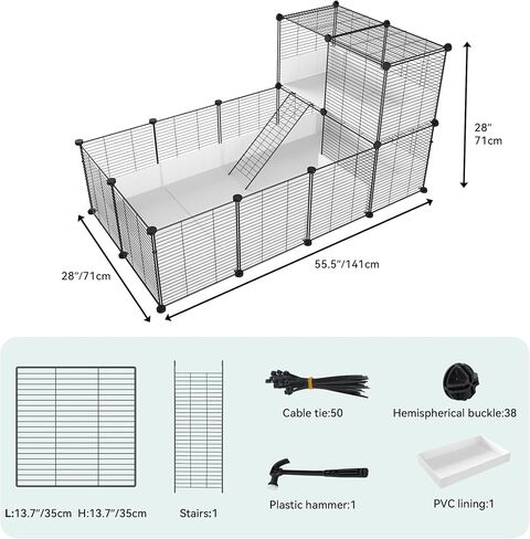 YITAHOME Guinea Pig Cage Indoor C&C: Small Animal Habitat with Waterproof Liner, DIY Playpen with Loft & Partition for Bunny, Chinchilla, Hamster, with 30 Panels in Saudi Arabia