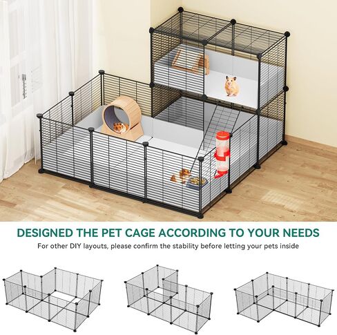YITAHOME Guinea Pig Cage Indoor C&C: Small Animal Habitat with Waterproof Liner, DIY Playpen with Loft & Partition for Bunny, Chinchilla, Hamster, with 30 Panels in Saudi Arabia