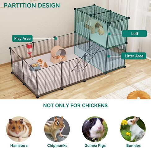 YITAHOME Guinea Pig Cage Indoor C&C: Small Animal Habitat with Waterproof Liner, DIY Playpen with Loft & Partition for Bunny, Chinchilla, Hamster, with 30 Panels in Saudi Arabia