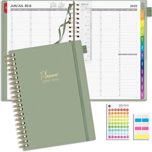 EMSHOI 2025-2026 Appointment Book 8.5 x 11, 15-Minute, A4 Hourly Daily Weekly and Monthly Academic Planner, July 2025 - June 2026, PVC Cover, Note Pages, Monthly Tabs, Boost Productivity, LightGreen in Kuwait