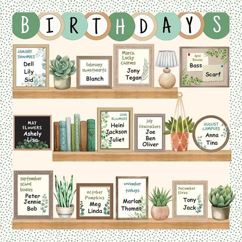 Eucalyptus Birthday Bulletin Board Set for Classroom, Birthday Chart for Classroom Greenery Wall Decor Bookself Cutouts for Teacher Back to School Supplies Classroom Door Wall Decor in Saudi Arabia