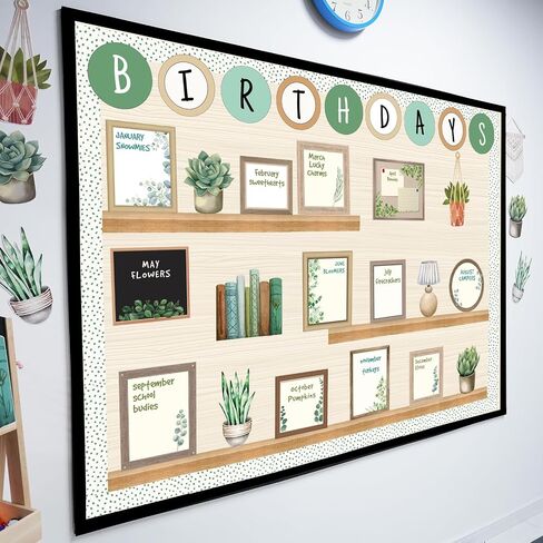 Eucalyptus Birthday Bulletin Board Set for Classroom, Birthday Chart for Classroom Greenery Wall Decor Bookself Cutouts for Teacher Back to School Supplies Classroom Door Wall Decor in Saudi Arabia