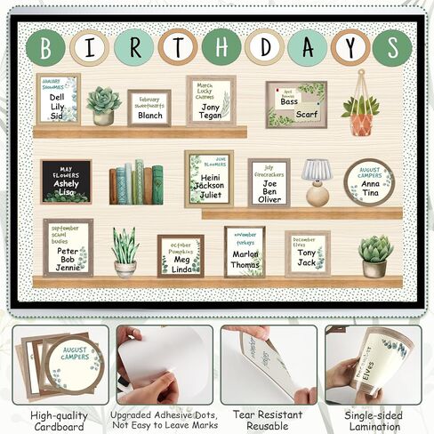 Eucalyptus Birthday Bulletin Board Set for Classroom, Birthday Chart for Classroom Greenery Wall Decor Bookself Cutouts for Teacher Back to School Supplies Classroom Door Wall Decor in Saudi Arabia