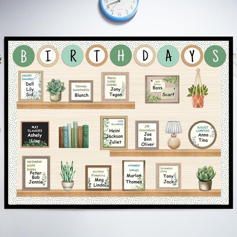 Eucalyptus Birthday Bulletin Board Set for Classroom, Birthday Chart for Classroom Greenery Wall Decor Bookself Cutouts for Teacher Back to School Supplies Classroom Door Wall Decor in Saudi Arabia