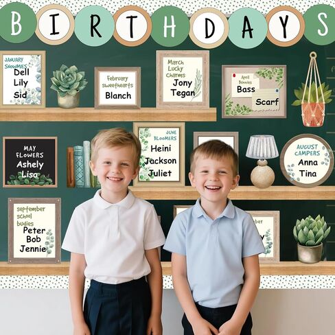 Eucalyptus Birthday Bulletin Board Set for Classroom, Birthday Chart for Classroom Greenery Wall Decor Bookself Cutouts for Teacher Back to School Supplies Classroom Door Wall Decor in Saudi Arabia