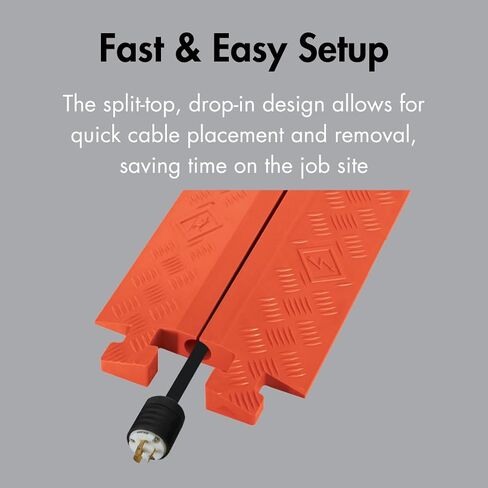 Linebacker CP1X125-GP-DO-O Polyurethane Heavy-Duty General-Purpose 1-Channel Drop-Over Cable Protector with 1.25" Channel and T-Shaped Connectors, Orange, 36" Length x 11.5" Width x 1.6" Height in Saudi Arabia