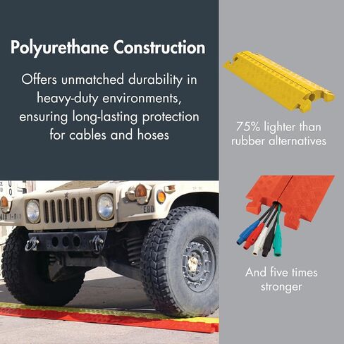 Linebacker CP1X125-GP-DO-O Polyurethane Heavy-Duty General-Purpose 1-Channel Drop-Over Cable Protector with 1.25" Channel and T-Shaped Connectors, Orange, 36" Length x 11.5" Width x 1.6" Height in Saudi Arabia