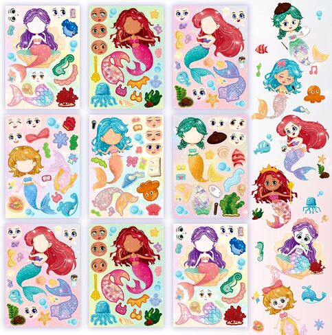 LINAYE 63 Sheets Christmas Stickers for Kids Toddlers, Make A Face Christmas Crafts Stickers for Kids, Xmas Goodie Treat Bag Stocking Stuffers Party Favors Game Activities in Saudi Arabia