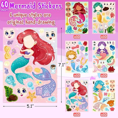 LINAYE 63 Sheets Christmas Stickers for Kids Toddlers, Make A Face Christmas Crafts Stickers for Kids, Xmas Goodie Treat Bag Stocking Stuffers Party Favors Game Activities in Saudi Arabia
