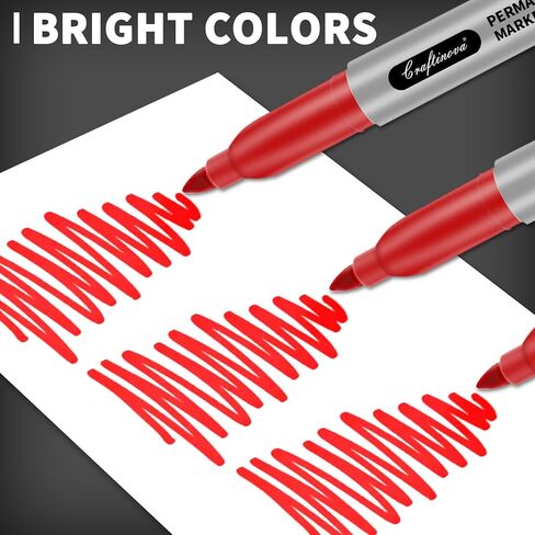 Red Permanent Marker Bulk, Fine Point Markers work on Plastic Metal Wood etc., Quick Drying,Fade Resistant,No smear, Perfect for Classroom, Home, Office, 18 Count in Kuwait
