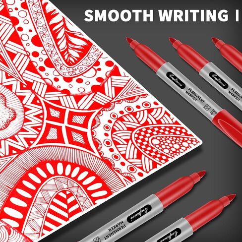 Red Permanent Marker Bulk, Fine Point Markers work on Plastic Metal Wood etc., Quick Drying,Fade Resistant,No smear, Perfect for Classroom, Home, Office, 18 Count in Kuwait