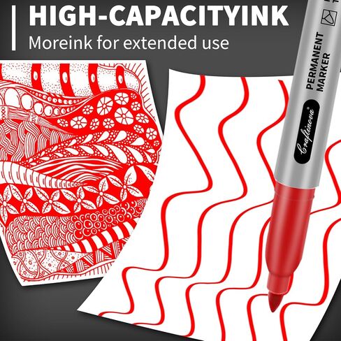 Red Permanent Marker Bulk, Fine Point Markers work on Plastic Metal Wood etc., Quick Drying,Fade Resistant,No smear, Perfect for Classroom, Home, Office, 18 Count in Kuwait