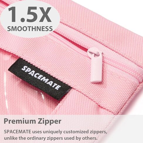 Binder Pencil Pouch Case Box Bag for 3 Ring Binder School Supplies Girls Boys Kids, Clear Preppy Stuff Large Aesthetic Pen Organizer, Back to College Stationary, 1 Pack, Light Pink in Kuwait