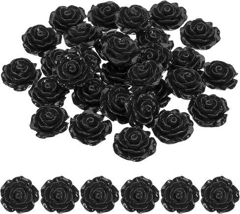 PATIKIL 20mm Rose Flower Resin Cabochon, 30 Pcs Mini Rose Flower Flatback Resin for Scrapbooking DIY Crafts Phone Case Decor Jewelry Making, Black in Kuwait