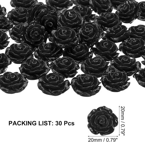 PATIKIL 20mm Rose Flower Resin Cabochon, 30 Pcs Mini Rose Flower Flatback Resin for Scrapbooking DIY Crafts Phone Case Decor Jewelry Making, Black in Kuwait