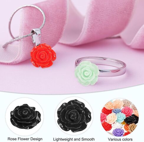 PATIKIL 20mm Rose Flower Resin Cabochon, 30 Pcs Mini Rose Flower Flatback Resin for Scrapbooking DIY Crafts Phone Case Decor Jewelry Making, Black in Kuwait
