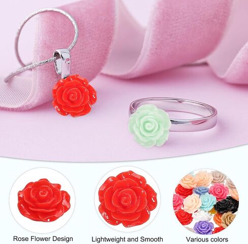 PATIKIL 20mm Rose Flower Resin Cabochon, 30 Pcs Mini Rose Flower Flatback Resin for Scrapbooking DIY Crafts Phone Case Decor Jewelry Making, Black in Kuwait