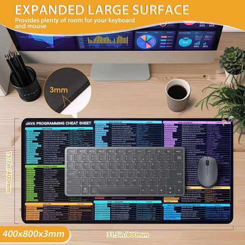 لوحة الماوس برمجة Java ، Mousepad كبيرة لورقة غش Java ، وسادة ألعاب ممتدة للماوس ولوحة المفاتيح ، والطباعة عالية الوضوح ، والخياطة ، قابلة للغسل ، مضادة للزلزال in Kuwait