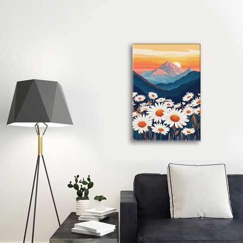 LOMSIOY Frame Paint by Number Kit for Adults, DIY Easy Cat Oil Painting with Brushes, Hooks - Daisy Framed Art Kits for Beginners - Suitable for Bedroom, Wall, Door Decor (8x12 Inch) in Kuwait