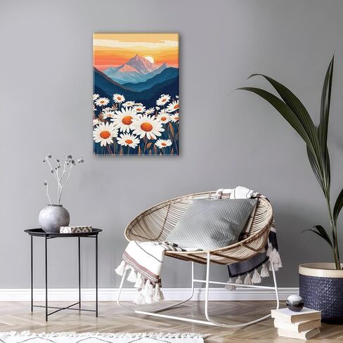 LOMSIOY Frame Paint by Number Kit for Adults, DIY Easy Cat Oil Painting with Brushes, Hooks - Daisy Framed Art Kits for Beginners - Suitable for Bedroom, Wall, Door Decor (8x12 Inch) in Kuwait