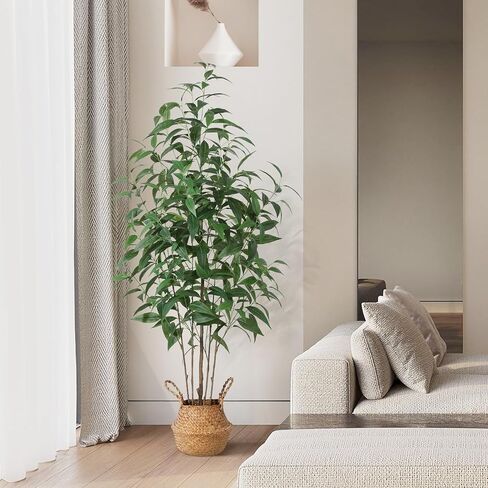 Ferrgoal Artificial Eucalyptus Tree,6Ft Tree Fake Plant in Pot for Home and Office Decor,Potted Faux Plants Tall Artificial Trees for Indoor,Outdoor,Lifelike Home Decoration 2Pack,Green in Kuwait