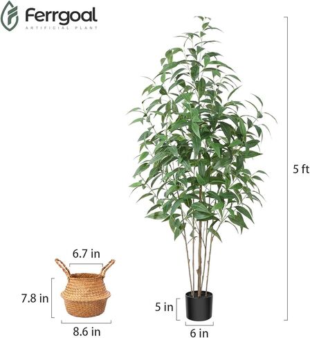 Ferrgoal Artificial Eucalyptus Tree,6Ft Tree Fake Plant in Pot for Home and Office Decor,Potted Faux Plants Tall Artificial Trees for Indoor,Outdoor,Lifelike Home Decoration 2Pack,Green in Kuwait