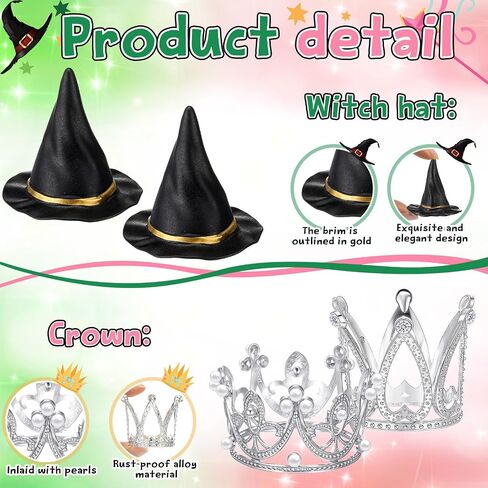 24 PCS Witch موضوع الحفلة الديكور الفضة التاج الأسود الساحرة قبعة الكعكة لوازم توبيبر لفيلم موضوع حفلة الأميرة in Kuwait