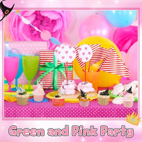 24 Pcs Witch Theme Party Cake Decoration Silver Crown Black Witch Hat Cake Topper Supplies for Movie Theme Party Princess Birthday Pink and Green Celebration Decoration (Classic) in Saudi Arabia