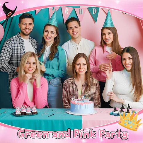 24 Pcs Witch Theme Party Cake Decoration Silver Crown Black Witch Hat Cake Topper Supplies for Movie Theme Party Princess Birthday Pink and Green Celebration Decoration (Classic) in Saudi Arabia