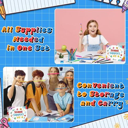 39 Pcs Back to Supplies Essentials Bundle Include Pencils Scissors Ruler Eraser Crayon Sharpener Notebook Pencil Case Folder Notebook(Blue) in Saudi Arabia