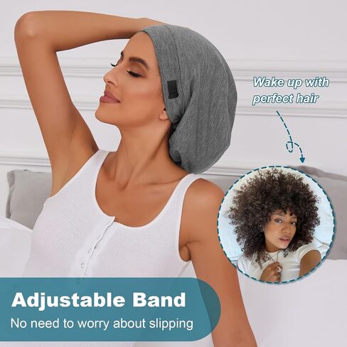 2Pcs Silk Bonnet Satin Lined Sleep Cap, Adjustable Hair Wrap Stay On for Women Men, Satin Slouchy Beanie Night Cap for Curly Straight Hair Multi in Saudi Arabia