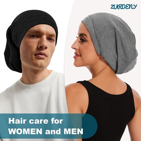 2Pcs Silk Bonnet Satin Lined Sleep Cap, Adjustable Hair Wrap Stay On for Women Men, Satin Slouchy Beanie Night Cap for Curly Straight Hair Multi in Saudi Arabia