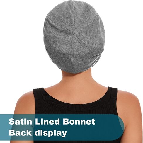2Pcs Silk Bonnet Satin Lined Sleep Cap, Adjustable Hair Wrap Stay On for Women Men, Satin Slouchy Beanie Night Cap for Curly Straight Hair Multi in Saudi Arabia