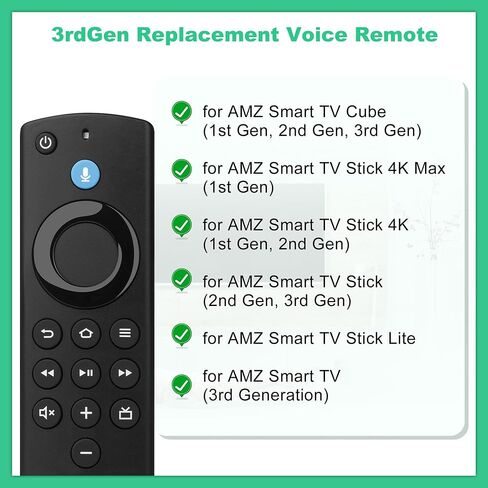 2nd GEN Replacement Remote Control with Voice Function fit for Fire AMZ Smart TV Stick,fit for Smart TV Stick 4K,fit for Smart TV Cube(1st Gen/2nd Gen),fit for AMZ TV(3rd Gen) in Saudi Arabia