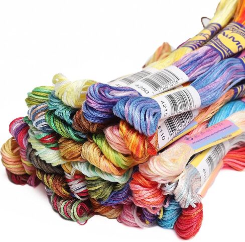 40 Skeins Variegated Mercerized Egyptian Cotton Rainbow Color for Embroidery Floss Cross Stitch Threads Friendship Bracelets Floss Craft Floss (40 Colors Set) in Kuwait