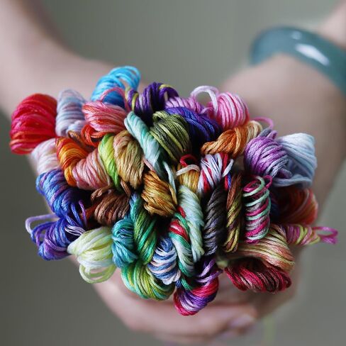 40 Skeins Variegated Mercerized Egyptian Cotton Rainbow Color for Embroidery Floss Cross Stitch Threads Friendship Bracelets Floss Craft Floss (40 Colors Set) in Kuwait