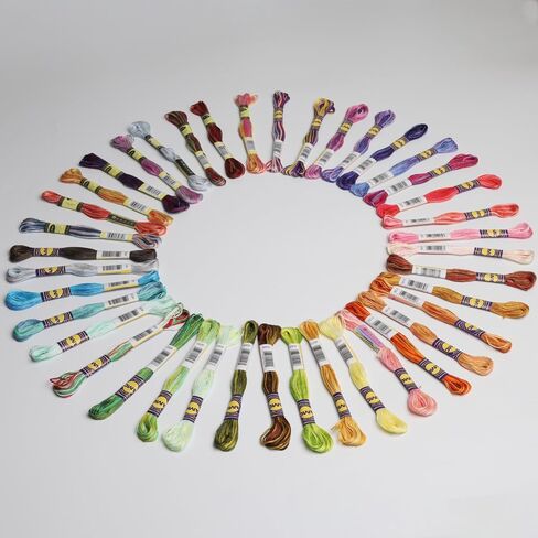 40 Skeins Variegated Mercerized Egyptian Cotton Rainbow Color for Embroidery Floss Cross Stitch Threads Friendship Bracelets Floss Craft Floss (40 Colors Set) in Kuwait
