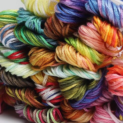 40 Skeins Variegated Mercerized Egyptian Cotton Rainbow Color for Embroidery Floss Cross Stitch Threads Friendship Bracelets Floss Craft Floss (40 Colors Set) in Kuwait