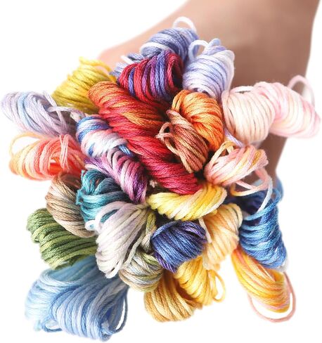 40 Skeins Variegated Mercerized Egyptian Cotton Rainbow Color for Embroidery Floss Cross Stitch Threads Friendship Bracelets Floss Craft Floss (40 Colors Set) in Kuwait