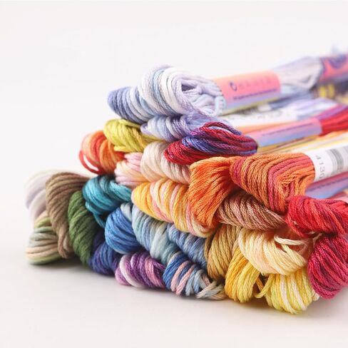 40 Skeins Variegated Mercerized Egyptian Cotton Rainbow Color for Embroidery Floss Cross Stitch Threads Friendship Bracelets Floss Craft Floss (40 Colors Set) in Kuwait