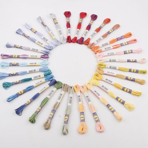 40 Skeins Variegated Mercerized Egyptian Cotton Rainbow Color for Embroidery Floss Cross Stitch Threads Friendship Bracelets Floss Craft Floss (40 Colors Set) in Kuwait