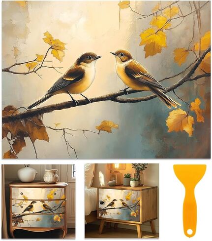 6 صفائح فرك زهرة كبيرة على التحويلات للأثاث فرك الأزهار على ملصق نقل ل DIY Crafts Bird IOD ملصقات لـ Wood Dresser Glass Window شارات مقاومة للماء 6 "x12" in Saudi Arabia